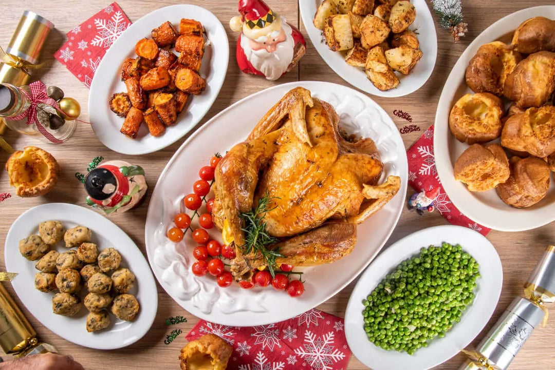 Festive Roasted Turkey 5-6KG (Served with 1000g of Roasted Potatoes, 500g of Roasted Carrots, 500g of Green Peas, 8 Yorkshire Puddings, 8 Stuffing Balls, 500ml of gravy and 250ml of Cranberry Sauce.) Time Oak Hotel